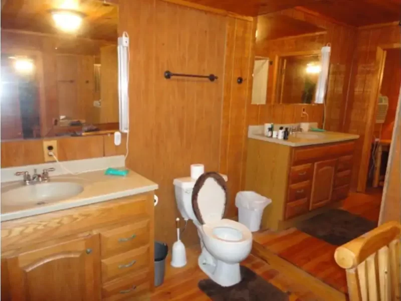 rustic log cabin bathroom